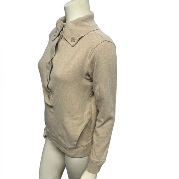 Banana Republic Oatmeal Tan Long Sleeve Turtleneck Top Neutral Winter Shirt - Picture 4 of 7